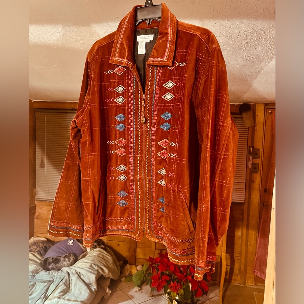 COLDWATER CREEK JACKET Velvet, Embroidered 2 X